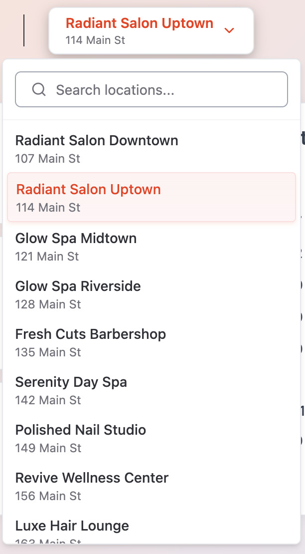 Location selector open