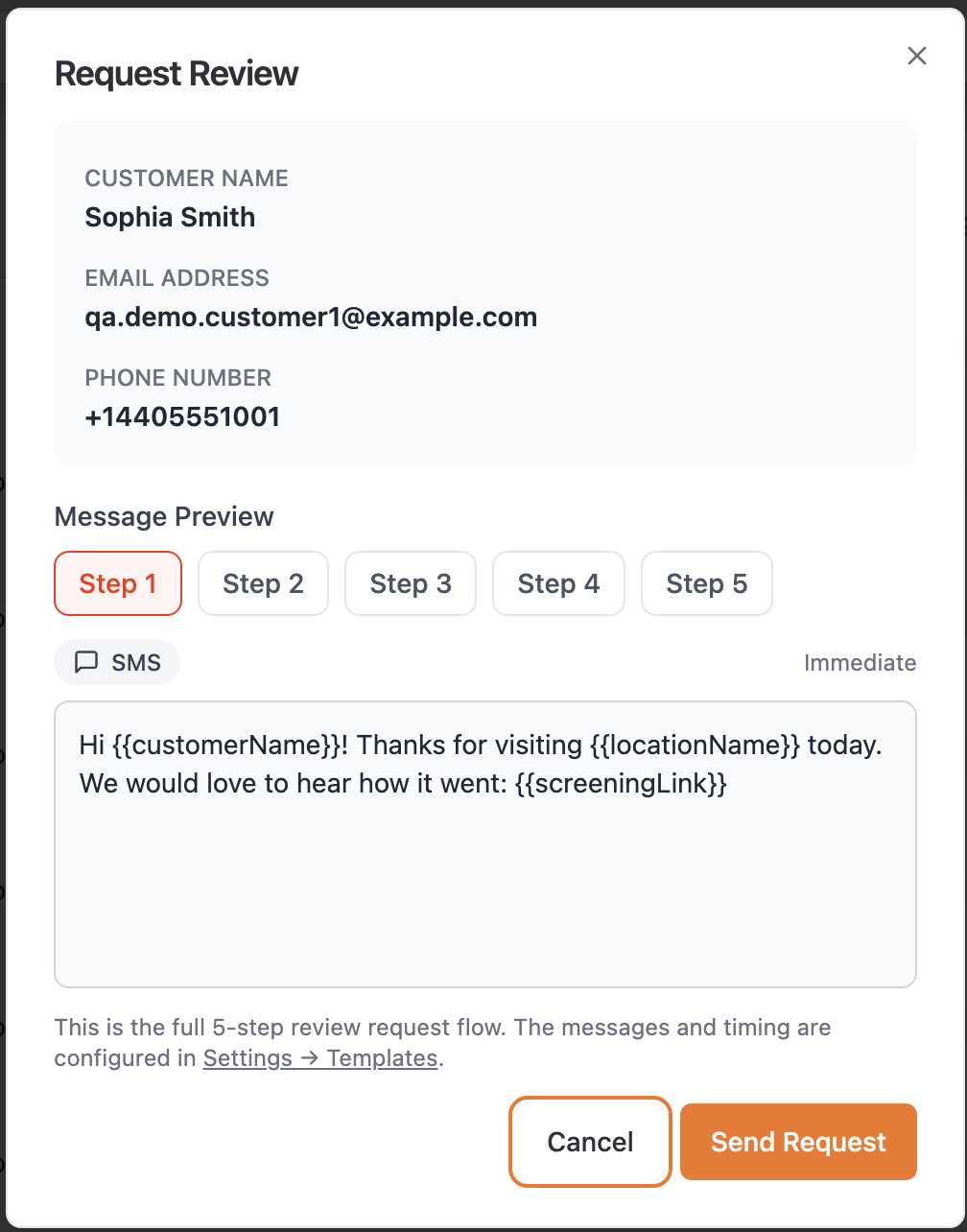 Request Review dialog